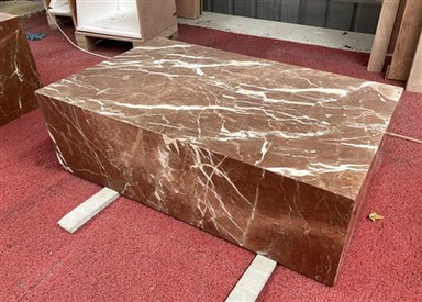 Tabl Coffi Plinth Marmor Coch Rosso Alicante