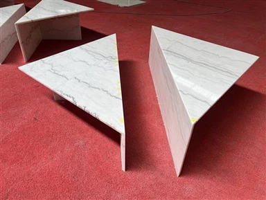 Gosod Tabl Coffi Marmor Gwyn Isel Tablau Triongl Uchel
