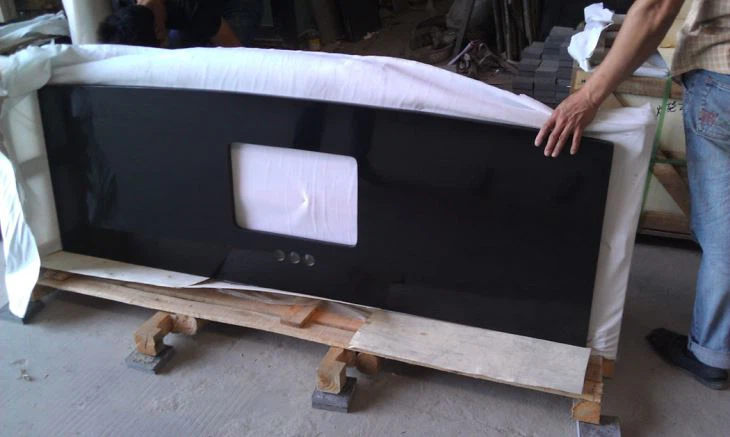 China Black Granite Bowed Vanity Tops